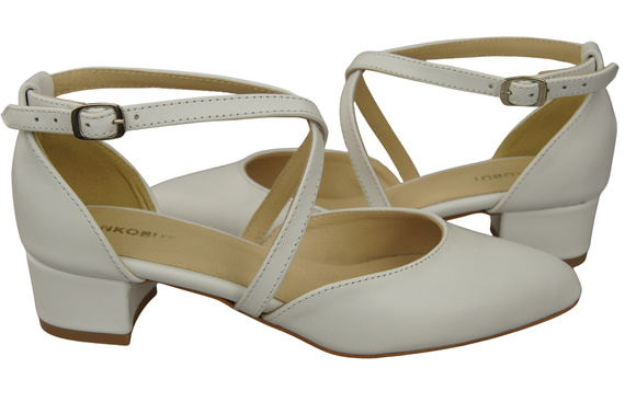 Damen Sandalen Echtleder Weiß mit Riemen Niedriger Absatz 223 ElitaBut