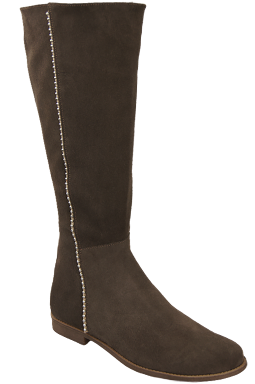 Schuhe Damenstiefel, Naturleder, Velour 153, Braun ElitaBut