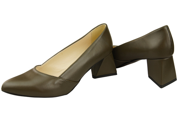 Damen Pumps Olive Echtleder Spitz Zehen Absatz ElitaBut 221