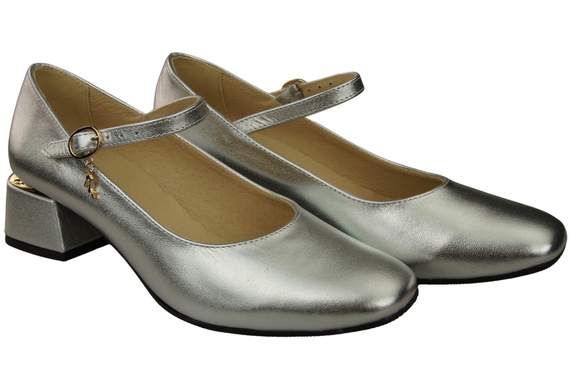 Damenschuhe Silber Riemchenpumps Naturleder 202 ElitaBut