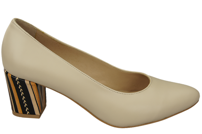 Damenschuhe Beige Pumps Naturleder mit Zierabsatz 158 ElitaBut