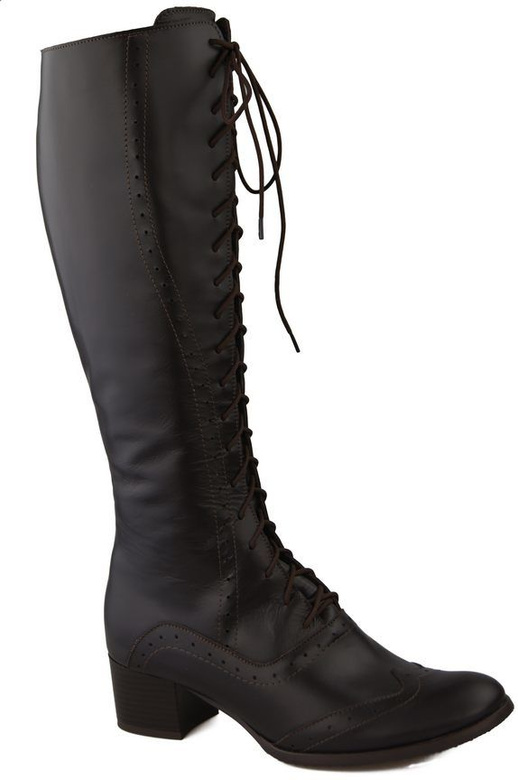 Damenschuhe Schnürstiefel, Naturleder, Braun 595 ElitaBut