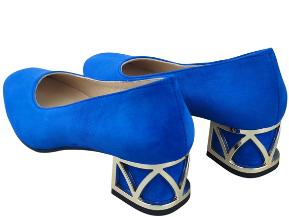 Bequeme Damenschuhe Azurblau Pumps mit dekorativem Absatz Natürliches Wildleder 219 von ElitaBut