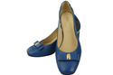 Schuhe Damen Blau Pumps aus Naturleder mit dekorativem Absatz 199 ElitaBut