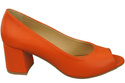 Damenschuhe PEEP TOE Pumps Orange Naturleder mit beschichtetem Absatz 192 ElitaBut