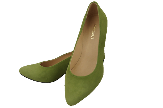 Damenschuhe Pistazien-Pumps, natürliches Wildleder, dekorativer Absatz 158 von ElitaBut