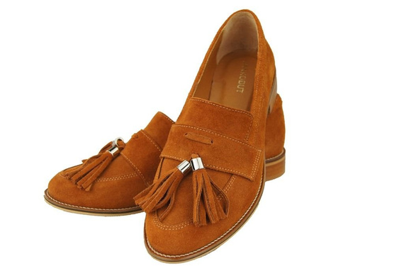 Schuhe Damen Mokassins Naturveloursleder Rot 134 ElitaBut