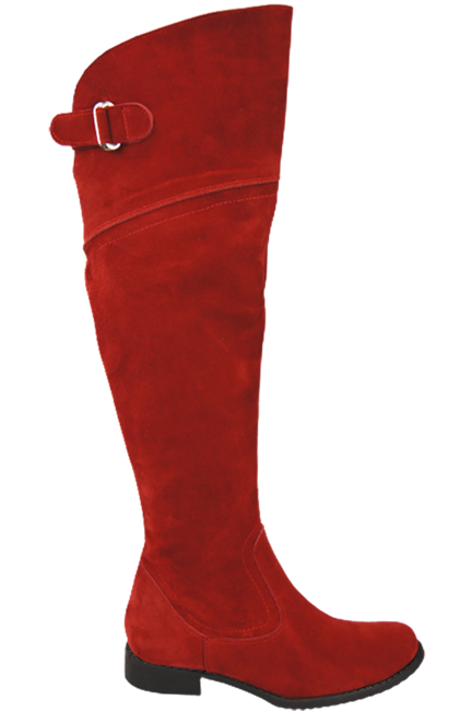 Schuhe Damenstiefel Stiefel Overknee-Stiefel, Naturleder, Velours, Rot 154 ElitaBut