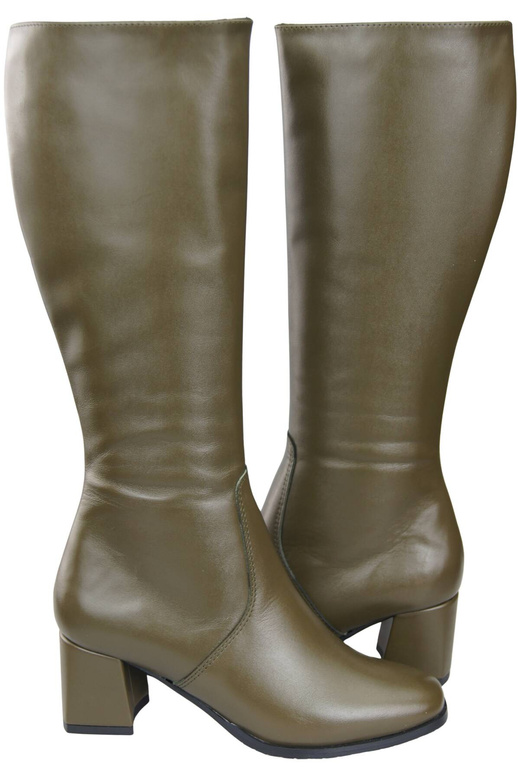 Bequeme Damen Olive Niedrig Absatz Stiefel Naturleder 212 ElitaBut