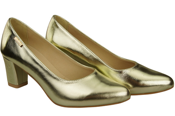 Klassische Glatt Damen Gold Naturleder Schuhe 213 ElitaBut