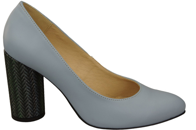 Damenschuhe Pumps Hellblau Naturleder Bunter Zierabsatz 194 ElitaBut