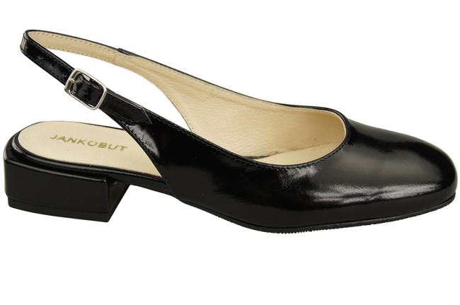 Damen Schuhe Sandalen Schwarz glänzend Flacher Absatz Naturleder 206 ElitaBut