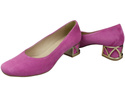 Bequeme Damenschuhe Fuchsie Pumps mit dekorativem Absatz Natürliches Wildleder 219 von ElitaBut