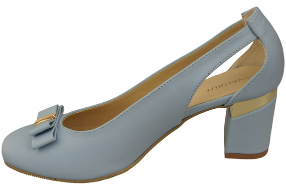 Schuhe Damen Hellblau Pumps aus Naturleder mit dekorativem Absatz 199 ElitaBut