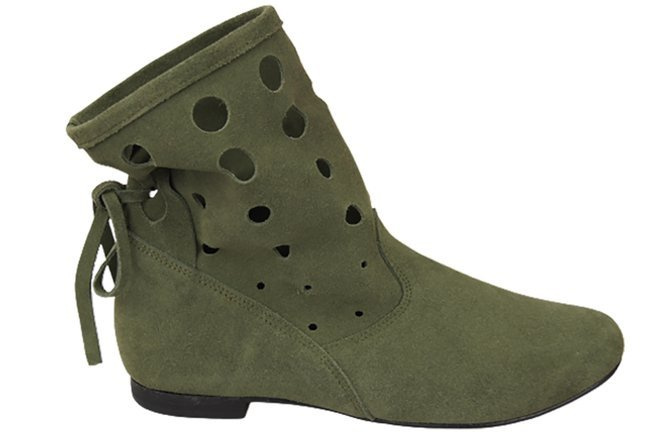 Schuhe Damen-Stiefeletten, natürliches Veloursleder, Flaschengrün 160 ElitaBut