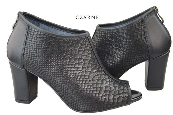 Damenschuhe Peep-Toe-Stiefeletten, Naturleder, Black Scale 957 ElitaBut