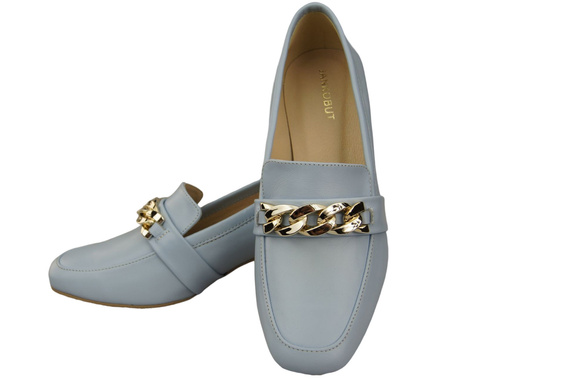 Damenschuhe mit Zierkette Pumps Mokassins Naturleder 193 Hellblau ElitaBut