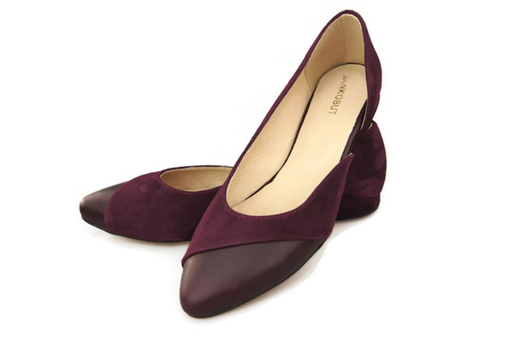 Damenschuhe Ballerinas Burgund, Naturleder, Wildleder 146 ElitaBut