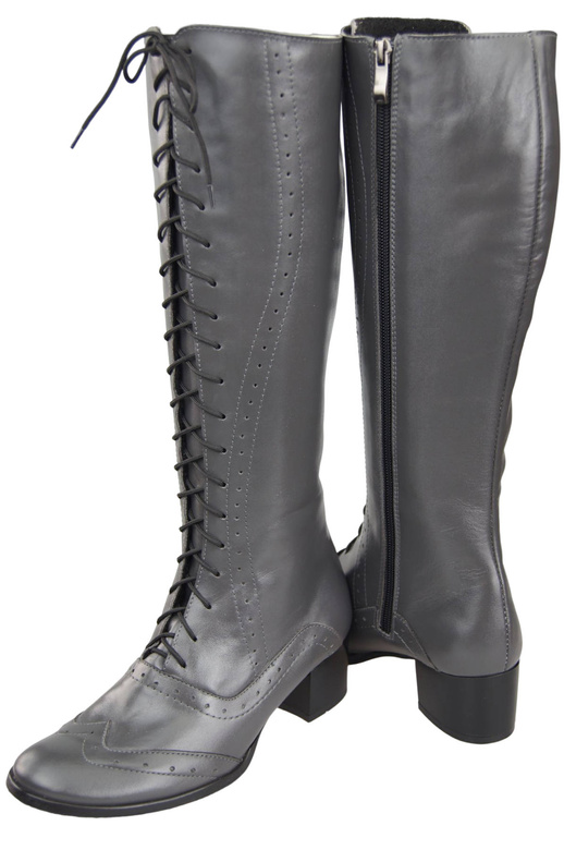 Damenschuhe Schnürstiefel, Naturleder, Graphit 595 ElitaBut