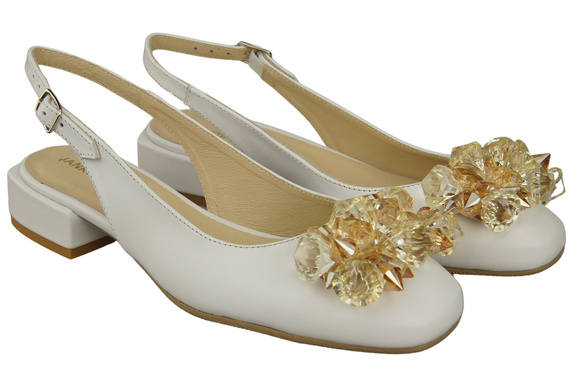 Damen Schuhe Weiß Sandalen mit Kristallen Naturleder 215 ElitaBut