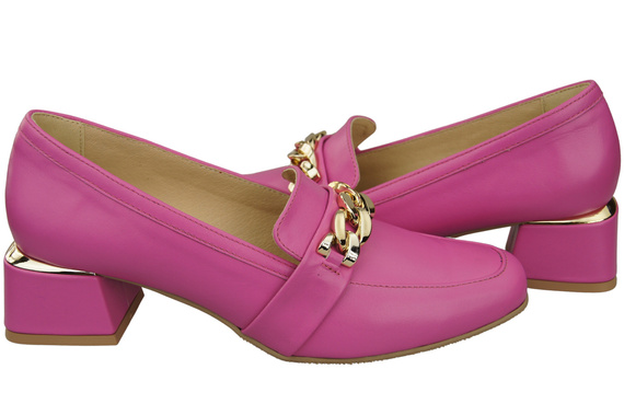 Damenschuhe mit Zierkette Pumps Mokassins Naturleder 193 Fuchsia ElitaBut