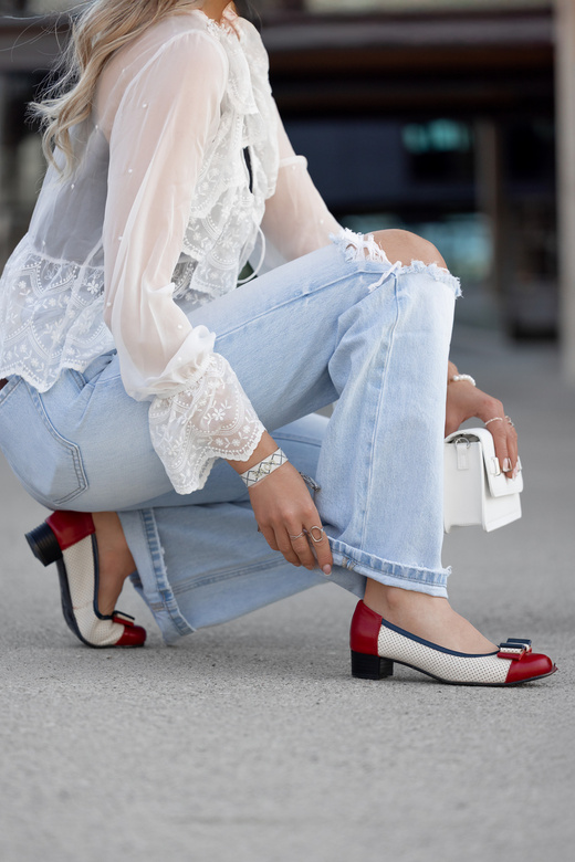 Damenschuhe Pumps Naturleder Rot Beige 732 ElitaBut