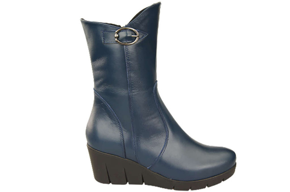 Damen-Keilstiefel, Naturleder, Marineblau 178 ElitaBut
