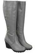 Damenschuhe Keilstiefel, Naturleder, Grau 745 ElitaBut