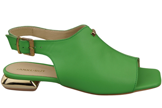 Bequeme Frauenschuhe Sandalen Limette Flacher Goldabsatz Naturleder 207 ElitaBut