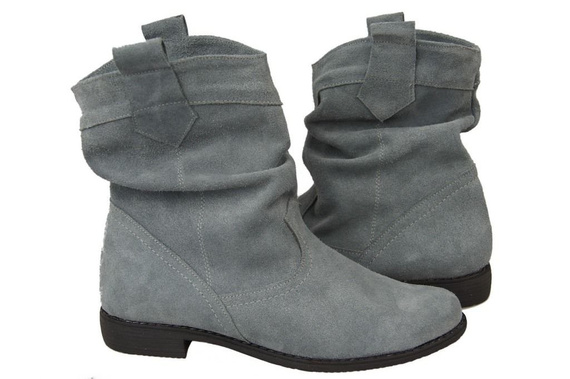 Schuhe Damen Stiefeletten Winter Naturveloursleder Grau 117 Von ElitaBut