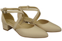 Damen Sandalen Echtleder Beige mit Riemen Niedriger Absatz 223 ElitaBut