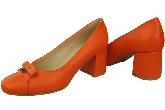 Damen Pumps mit Schleife Orange Naturleder und niedrigem Absatz 203 ElitaBut