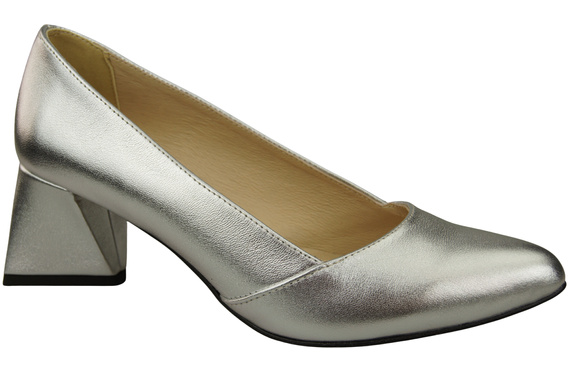 Damen Pumps Silber Echtleder Spitz Zehen Absatz ElitaBut 221