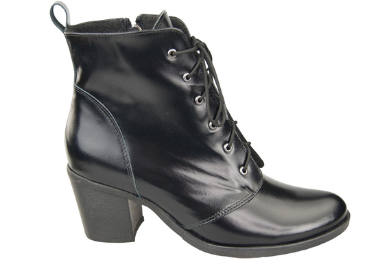 Winter-Schnürstiefel für Damen, Naturleder, Schwarz, Glänzend 188 von ElitaBut