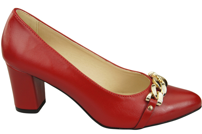 Klassische Frauen Rotem Naturleder Schuhe mit Gold Ornament Kette 200 ElitaBut