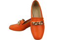 Damenschuhe mit Zierkette Pumps Mokassins Naturleder 193 Orange ElitaBut