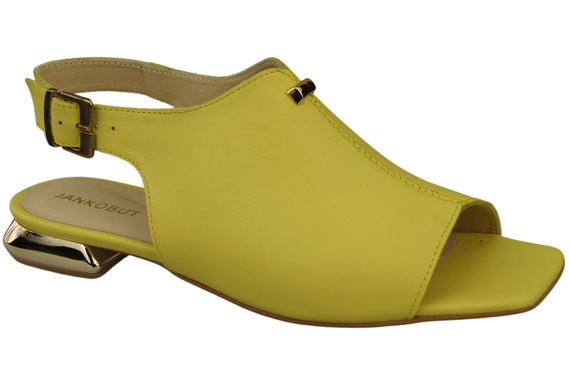Bequeme Frauenschuhe Sandalen Zitrone Flacher Goldabsatz Naturleder 207 ElitaBut