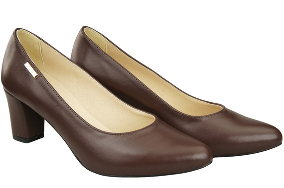 Klassische Glatt Damen Schokolade Naturleder Schuhe 213 ElitaBut