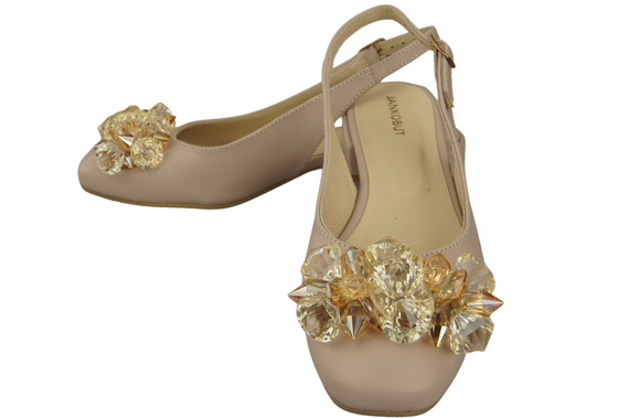 Damen Schuhe Cappuccino Blass Sandalen mit Kristallen Naturleder 215 ElitaBut