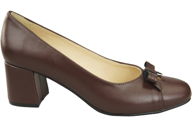 Damen Pumps mit Schleife Schokolade Naturleder und niedrigem Absatz 203 ElitaBut