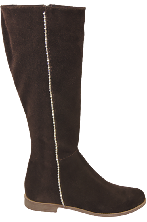 Schuhe Damenstiefel, Naturleder, Velours 153 Chocolate ElitaBut