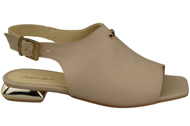 Bequeme Frauenschuhe Sandalen Cappuccino Blass Flacher Goldabsatz Naturleder 207 ElitaBut
