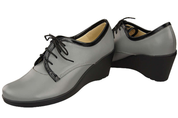 Damenschuhe mit Keilabsatz, Naturleder, Grau 181 ElitaBut