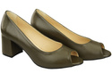 Damenschuhe PEEP TOE Olive Pumps Naturleder mit beschichtetem Absatz 192 ElitaBut