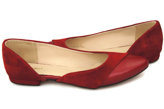 Damenschuhe Ballerinas Rot, Naturleder, Wildleder 146 ElitaBut