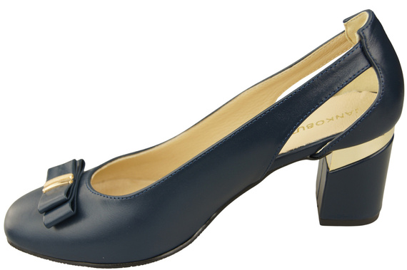 Schuhe Damen Marineblau Pumps aus Naturleder mit dekorativem Absatz 199 ElitaBut