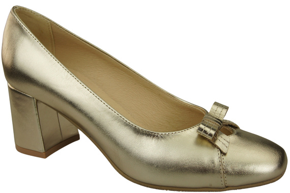 Damen Pumps mit Schleife Gold Naturleder und niedrigem Absatz 203 ElitaBut
