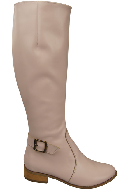 Damen-Lederstiefel Puderrosa Gefüttert Offiziersstiefel, Flach 225 ElitaBut