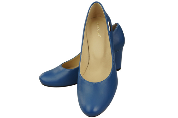 Klassische Damen Blau Leder Mandel Nase Pumps 201 ElitaBut