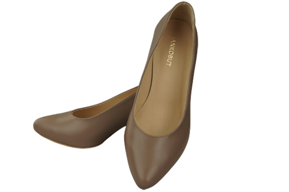 Damenschuhe Cappuccino-Pumps Naturleder mit Zierabsatz 158 ElitaBut